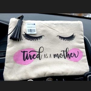 Tired As A Mother Large Makeup Pouch W/tassle, New